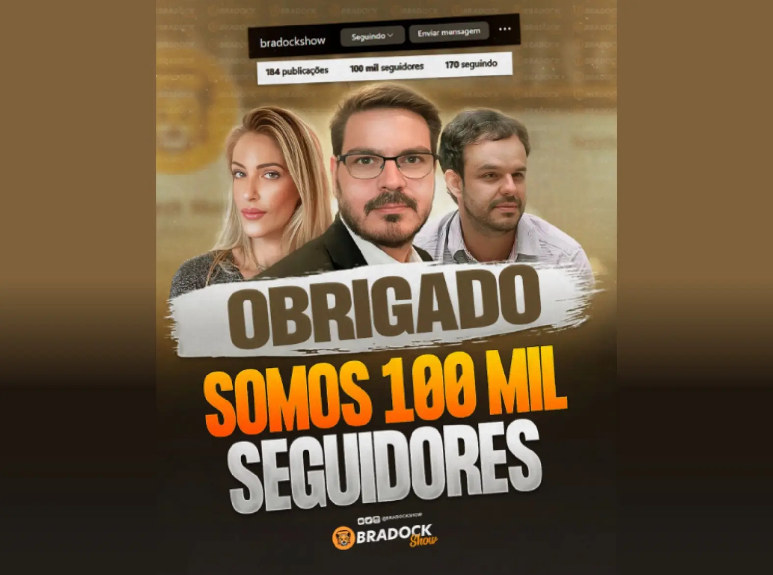 Bradock Show alcança 100 Mil seguidores no instagram