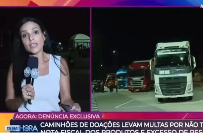 SBT volta a disponibilizar matéria sobre multas a caminhões com doações para o RS