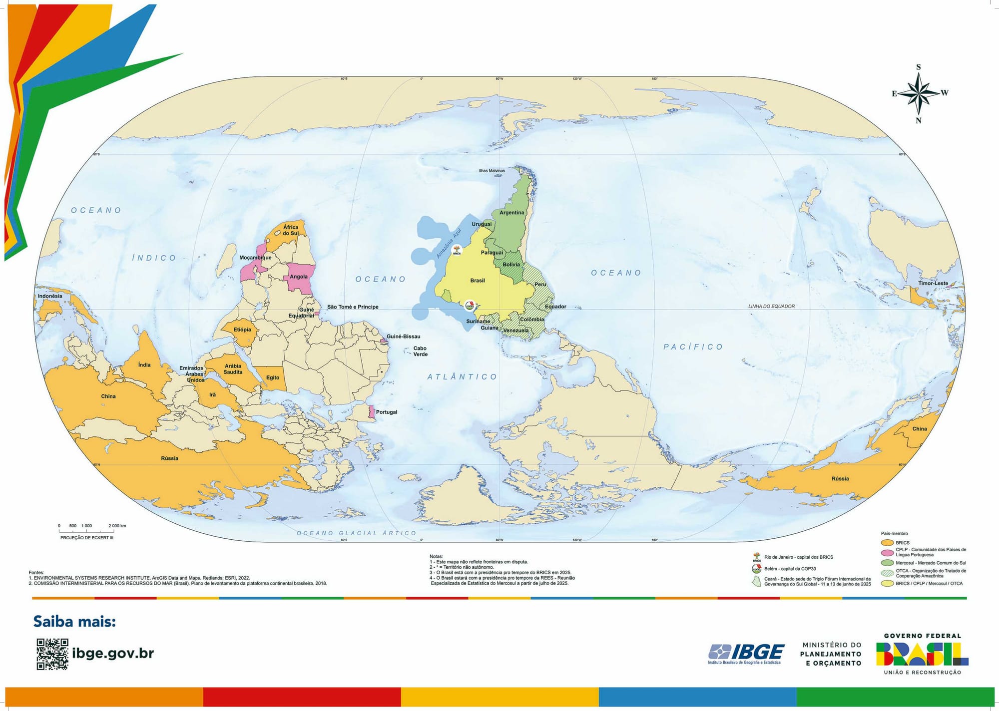Brasil no centro do mundo: IBGE lança mapa invertido e Fórum Internacional